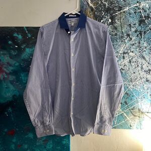 Express Men's Blue and White Shirt